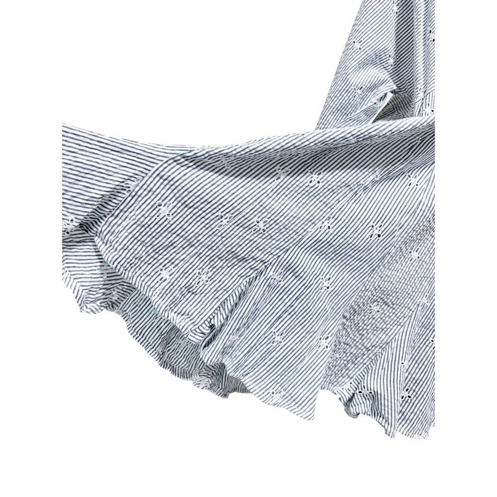 ASOS Design Blue White Striped Seersucker Eyelet Mini Dress Long Sleeve Sz 4 - Picture 7 of 10
